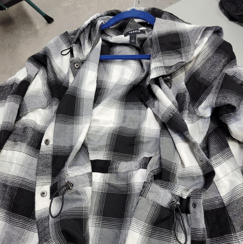 Torrid Hooded Plaid Shacket 2x